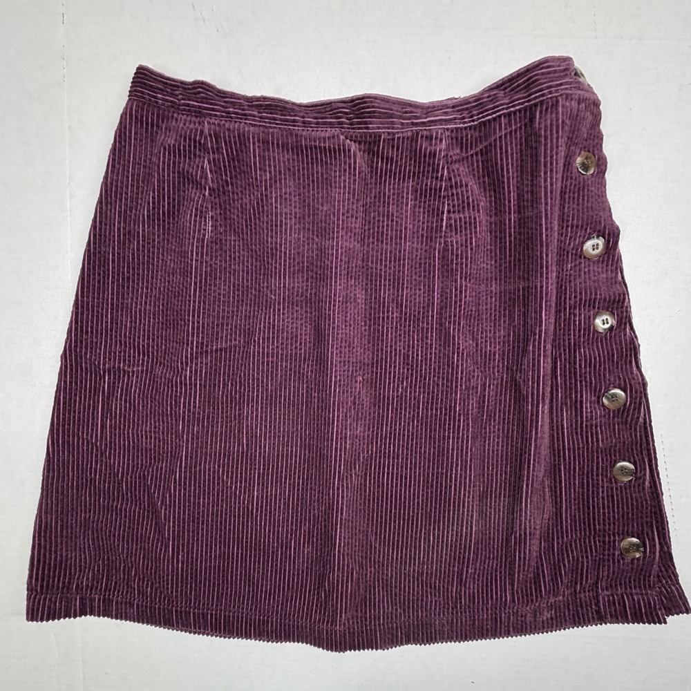 Chelsea Studio Corduroy Skirt Womens 14 Full Side Buttons Purple Retro 70s EUC
